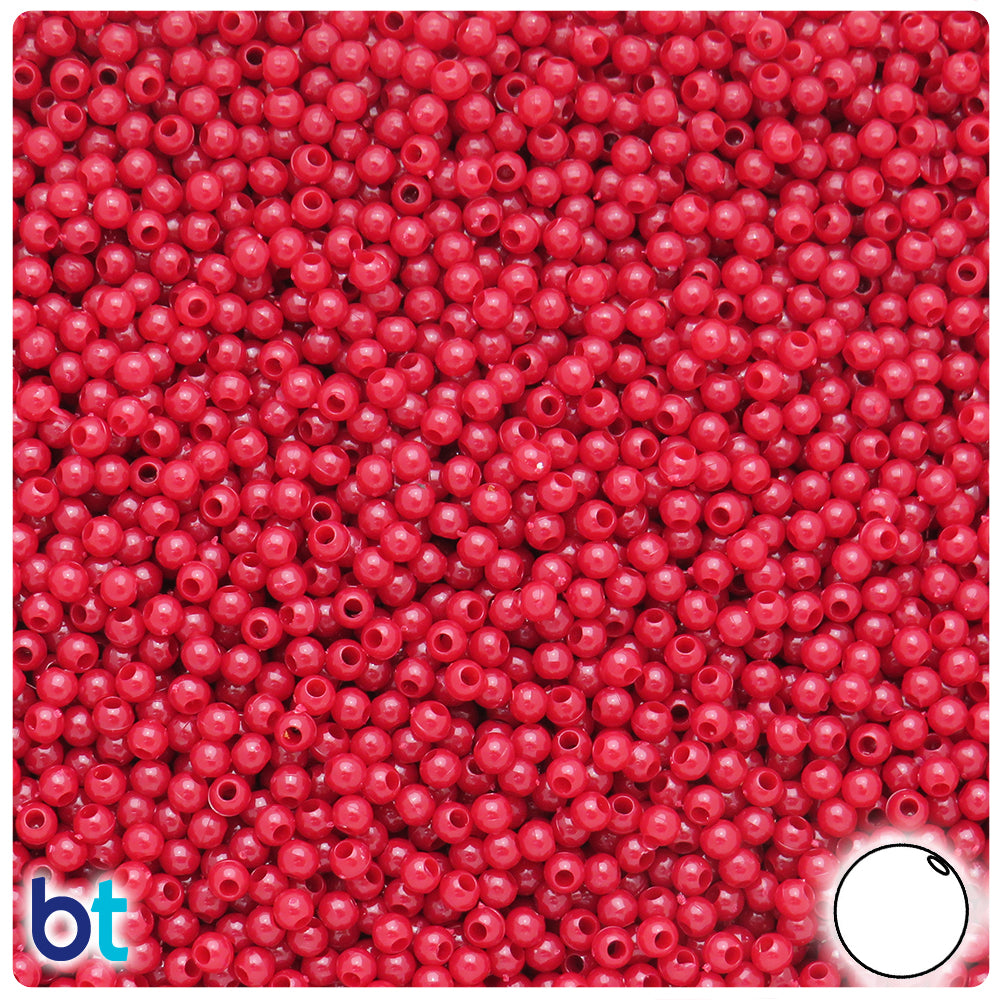 Burgundy Opaque 3mm Round Plastic Beads (28g)