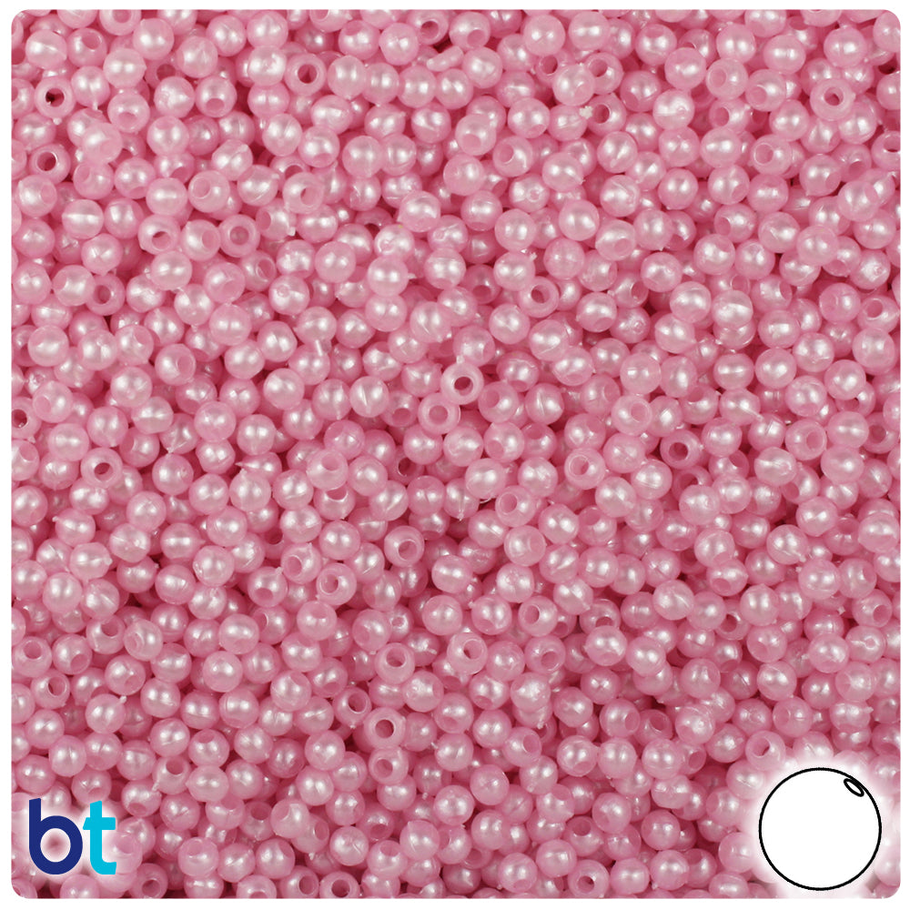 Light Pink Pearl 3mm Round Plastic Beads (28g)