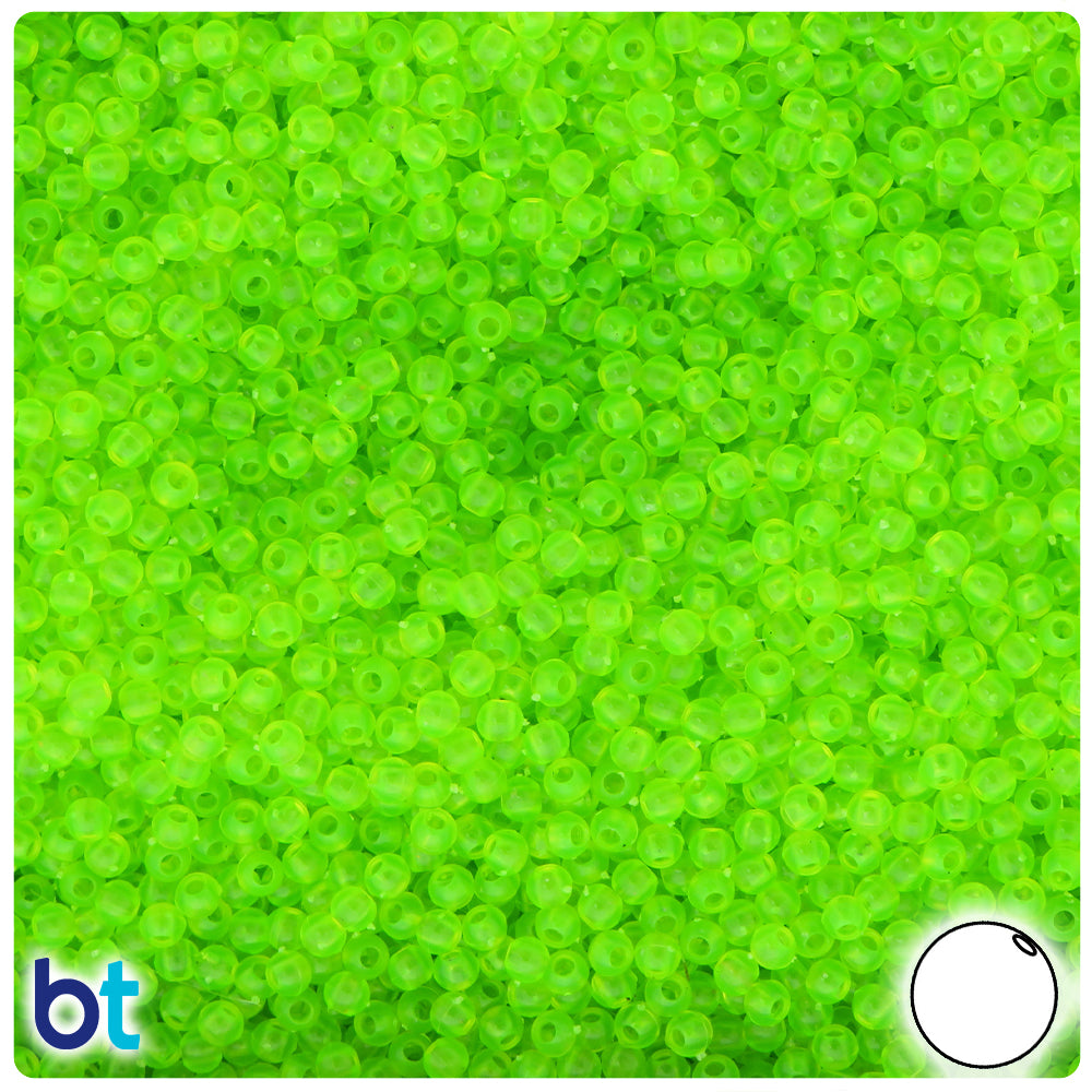 Lime Roe Transparent 3mm Round Plastic Beads (28g)