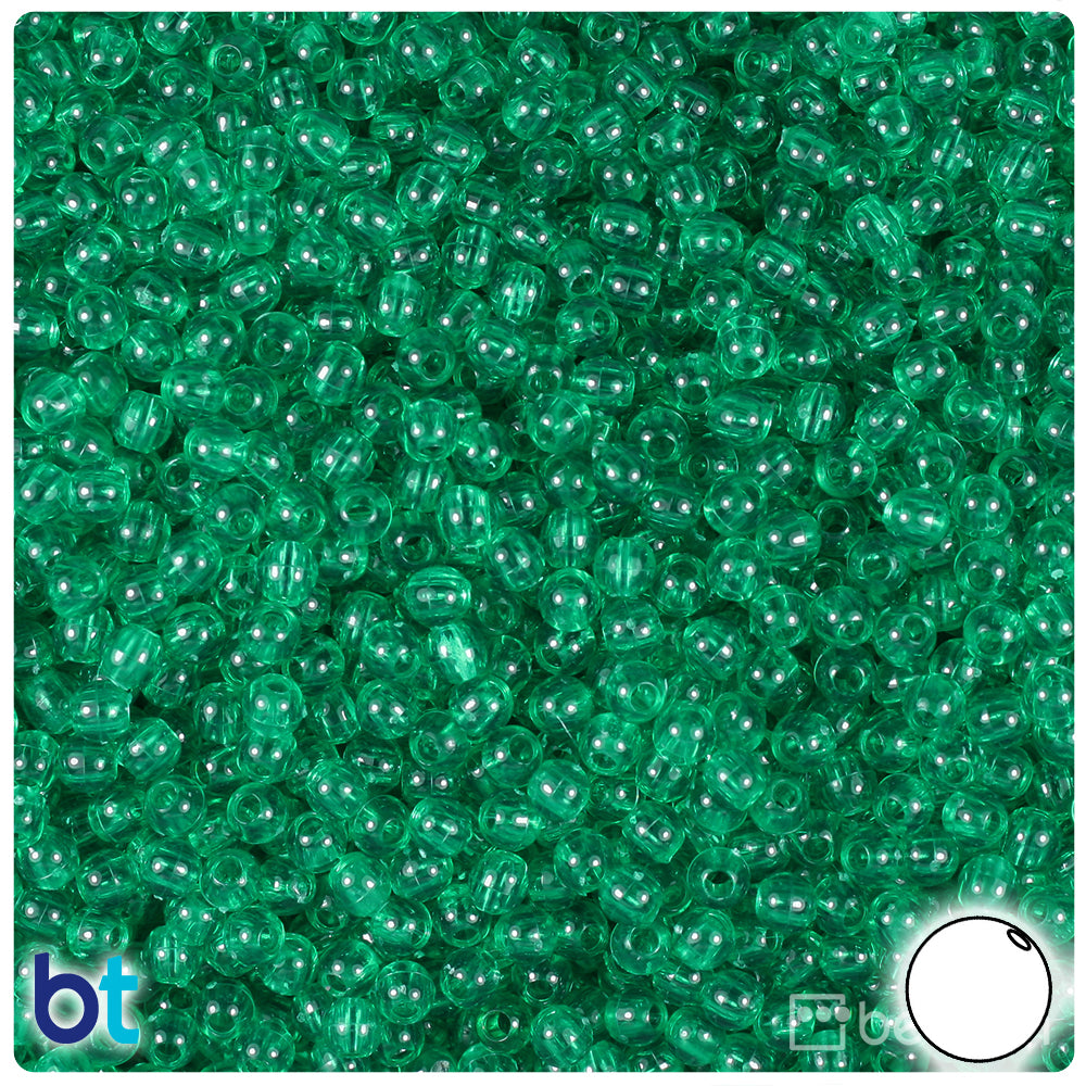 Emerald Transparent 4mm Round Plastic Beads (1000pcs)