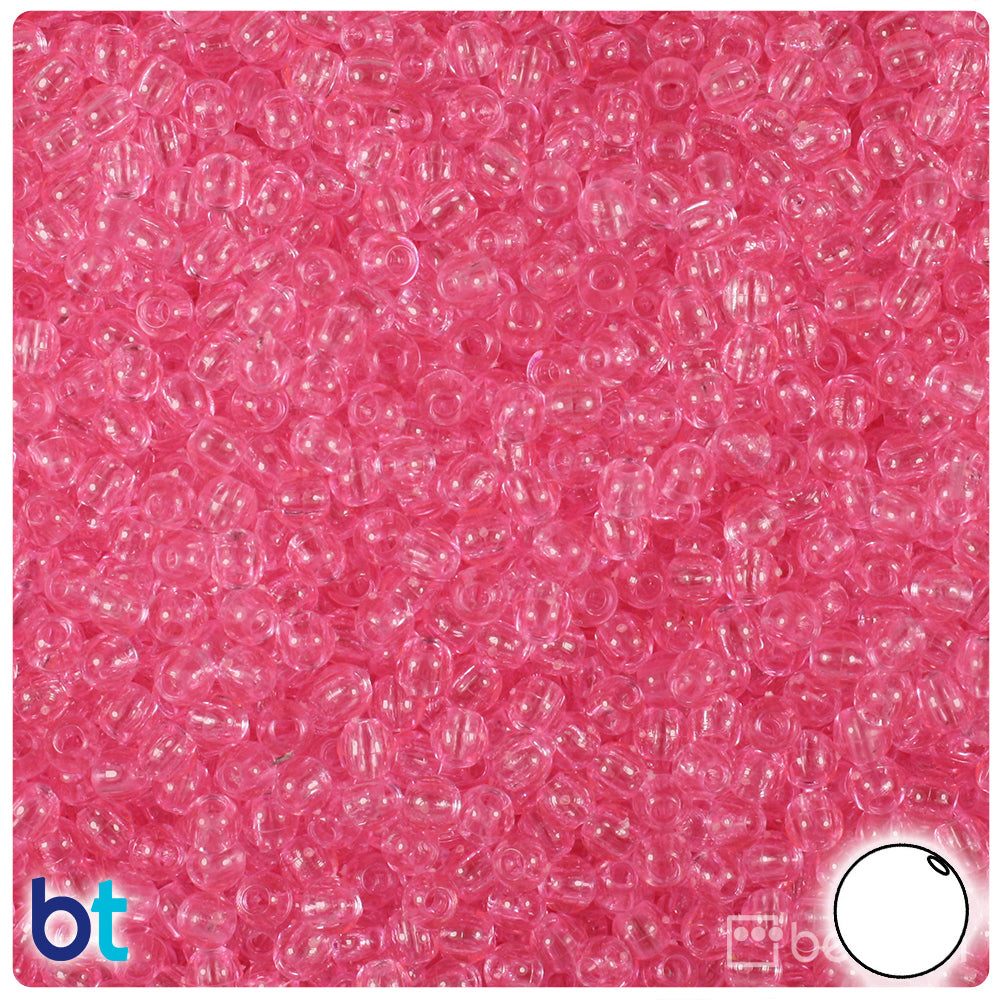 Pink Transparent 4mm Round Plastic Beads (1000pcs)