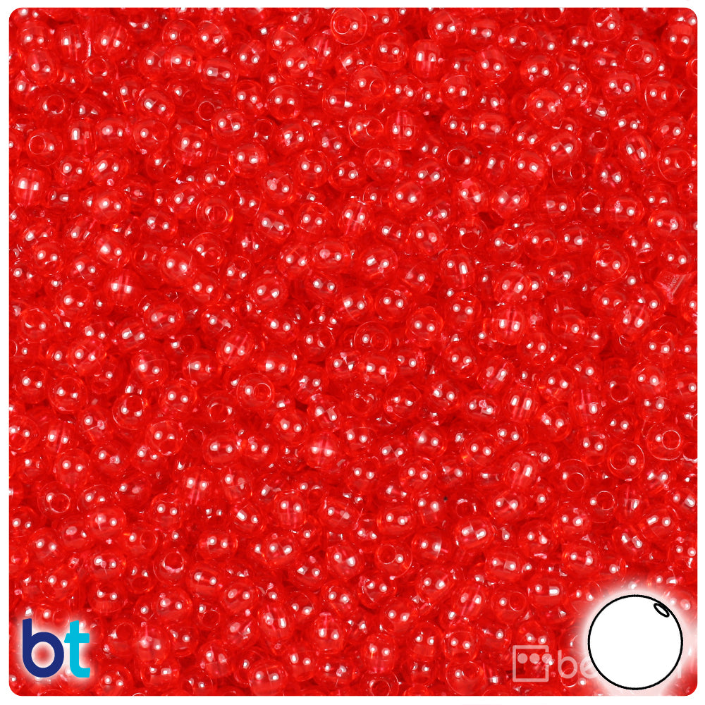 Ruby Transparent 4mm Round Plastic Beads (1000pcs)