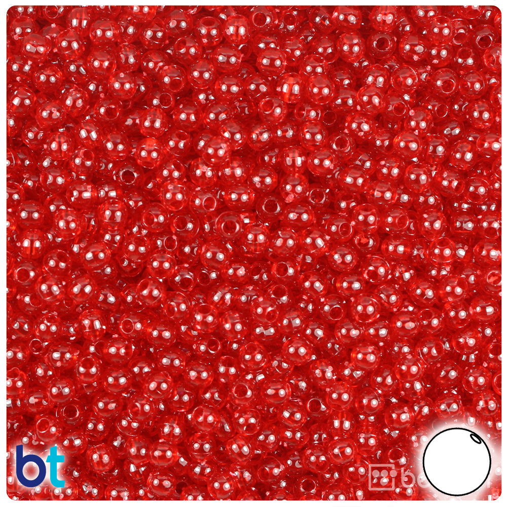 Dark Ruby Transparent 4mm Round Plastic Beads (1000pcs)