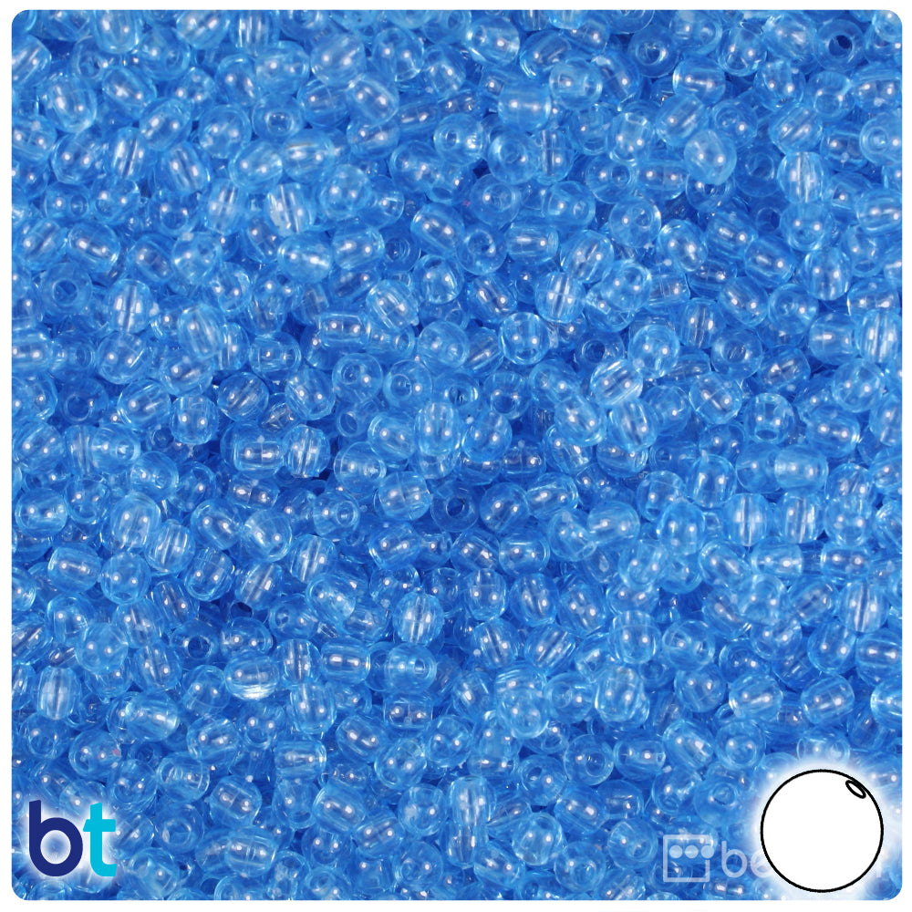 Light Sapphire Transparent 4mm Round Plastic Beads (1000pcs)