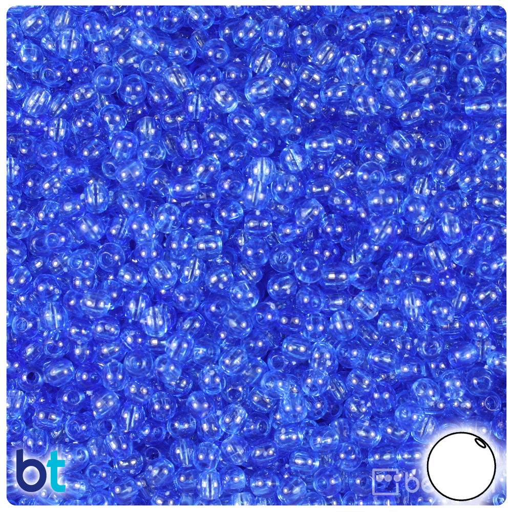 Dark Sapphire Transparent 4mm Round Plastic Beads (1000pcs)
