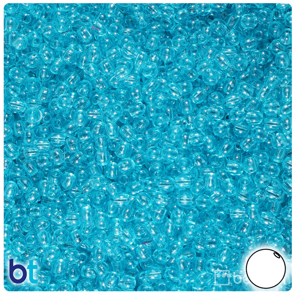 Turquoise Transparent 4mm Round Plastic Beads (1000pcs)