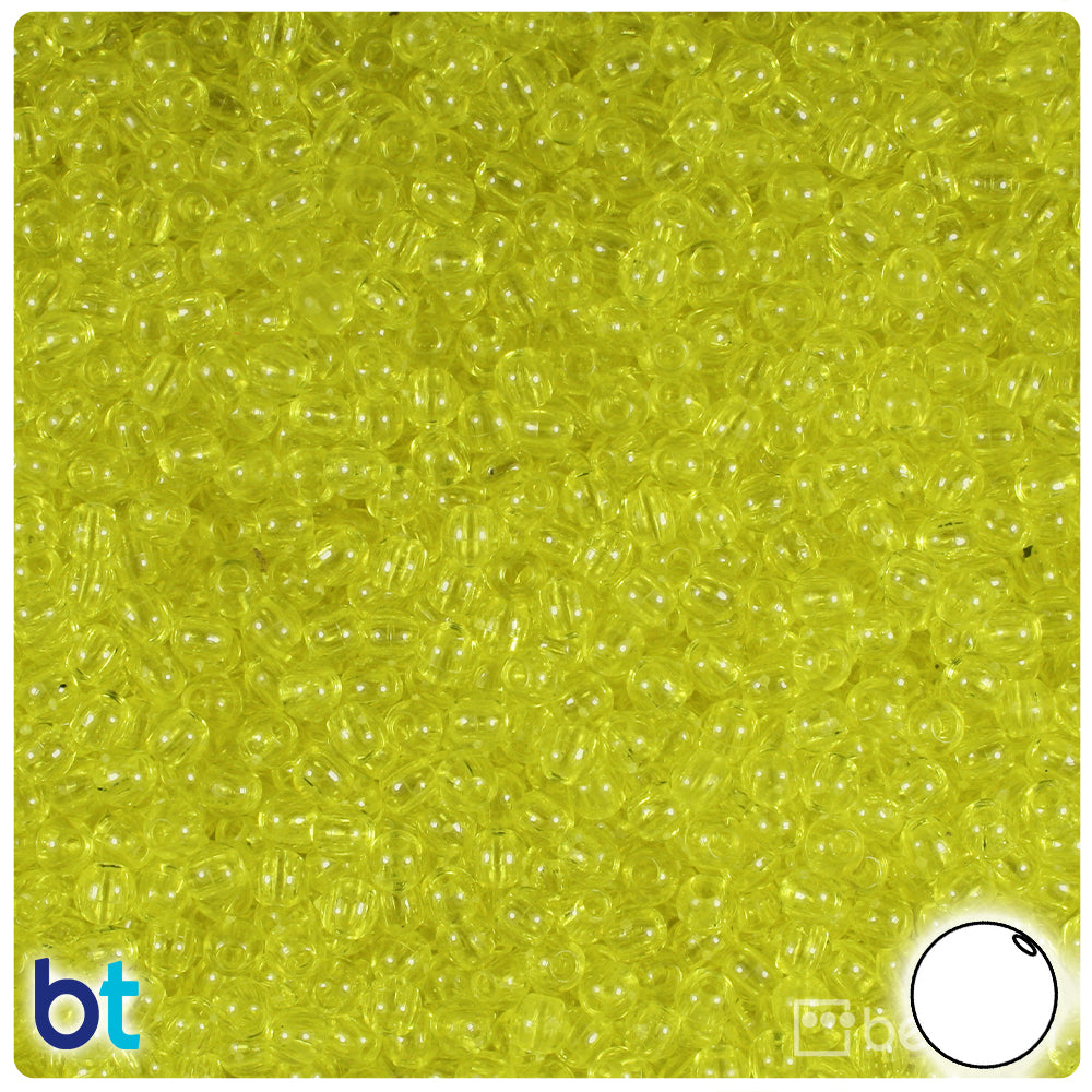 Yellow Transparent 4mm Round Plastic Beads (1000pcs)