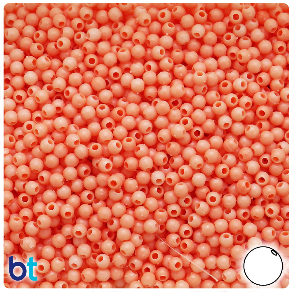 Peach Swirl Opaque 4mm Round Plastic Beads (1000pcs)