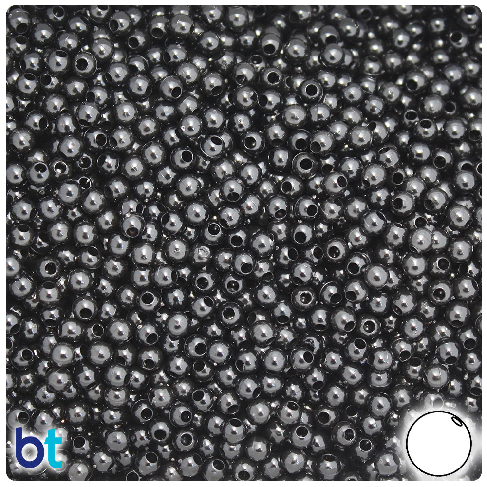 Black Opaque 4mm Round Plastic Beads (1000pcs)