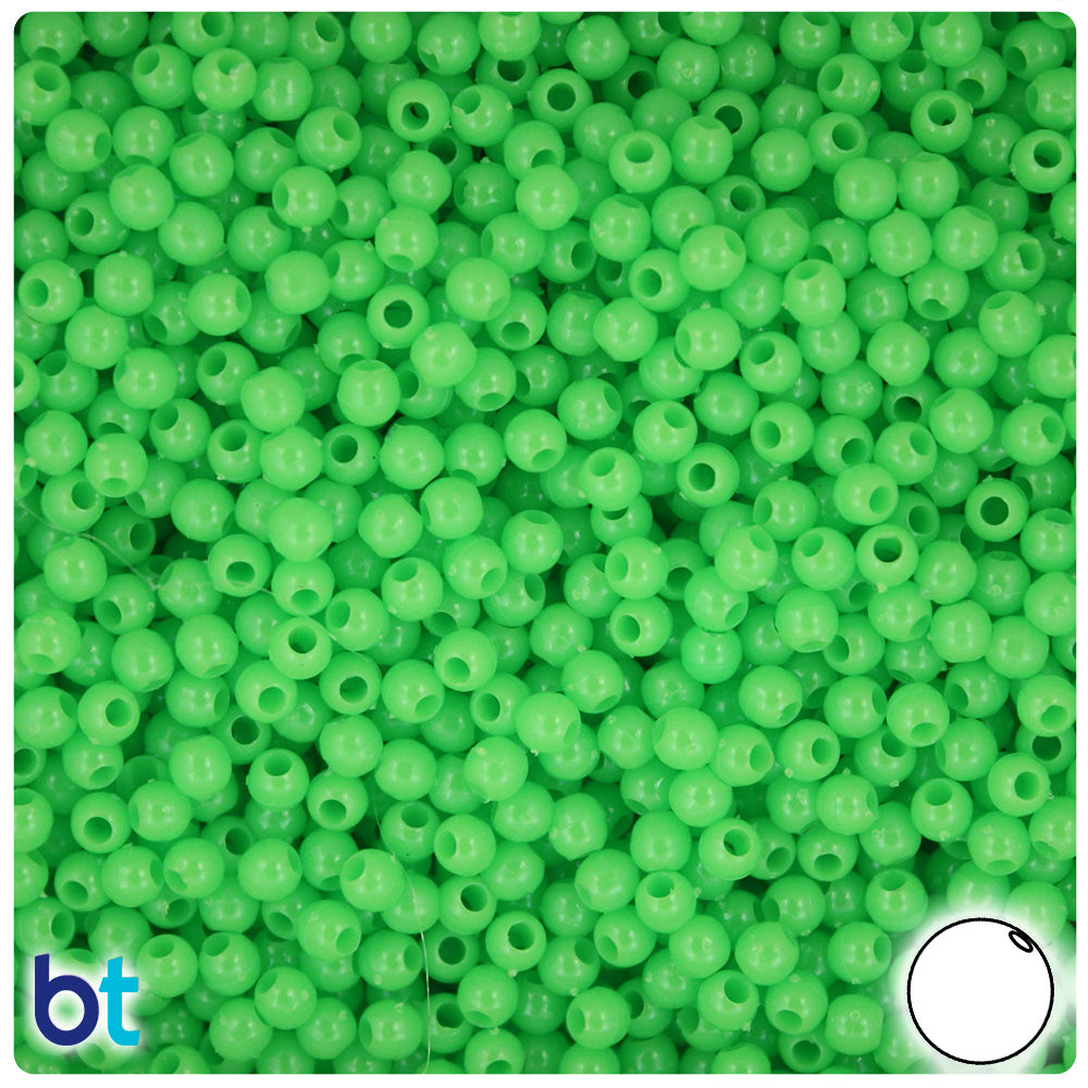 Lime Opaque 4mm Round Plastic Beads (1000pcs)