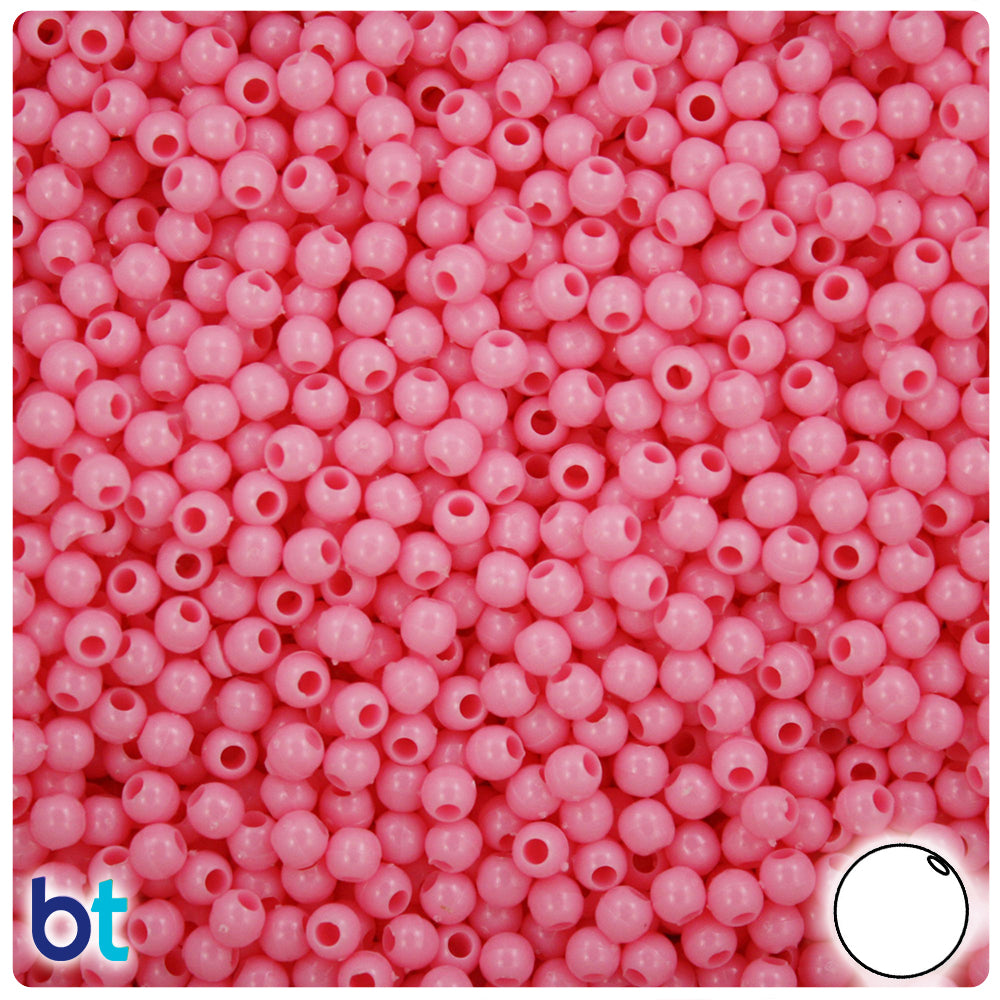 Baby Pink Opaque 4mm Round Plastic Beads (1000pcs)