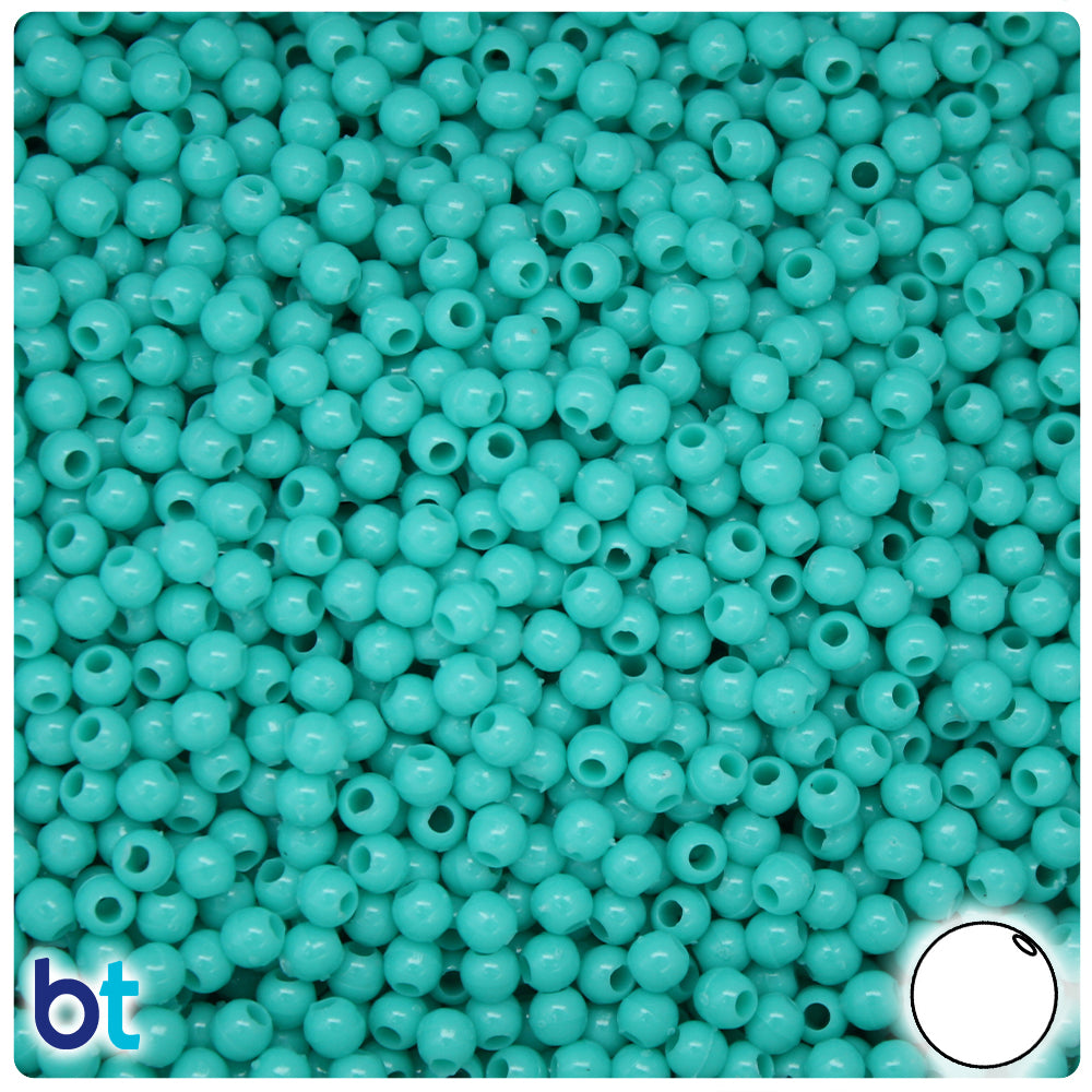 Light Turquoise Opaque 4mm Round Plastic Beads (1000pcs)