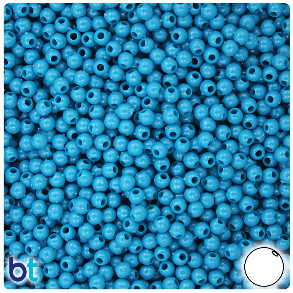 Dark Turquoise Opaque 4mm Round Plastic Beads (1000pcs)