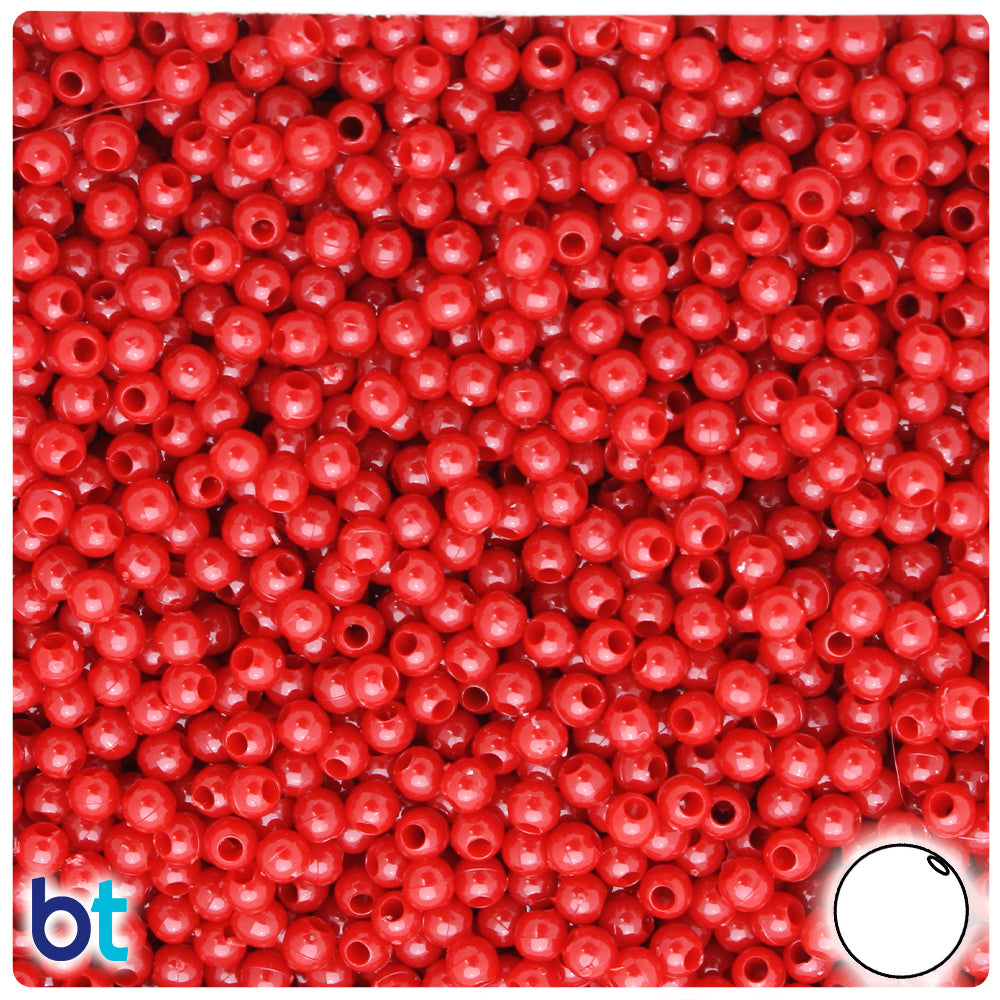 Red Opaque 4mm Round Plastic Beads (1000pcs)