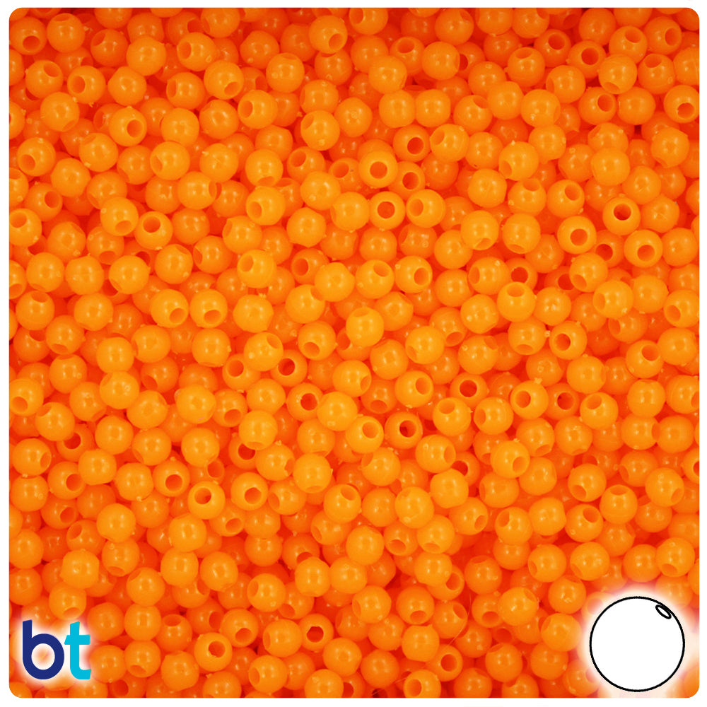 Orange Opaque 4mm Round Plastic Beads (1000pcs)