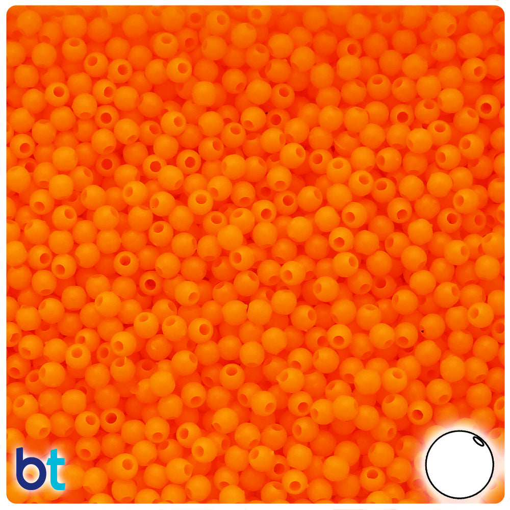 Orange Matte 4mm Round Plastic Beads (1000pcs)