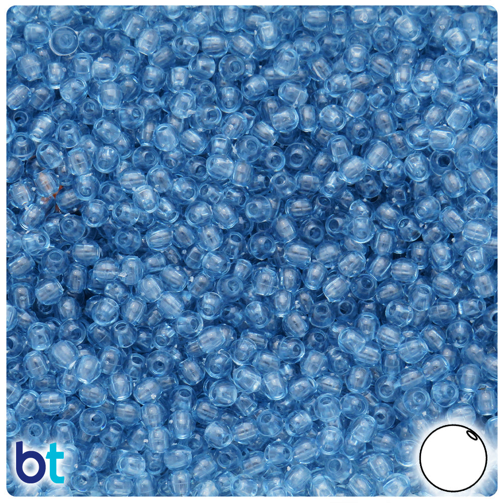 Light Montana Blue Transparent 4mm Round Plastic Beads (1000pcs)