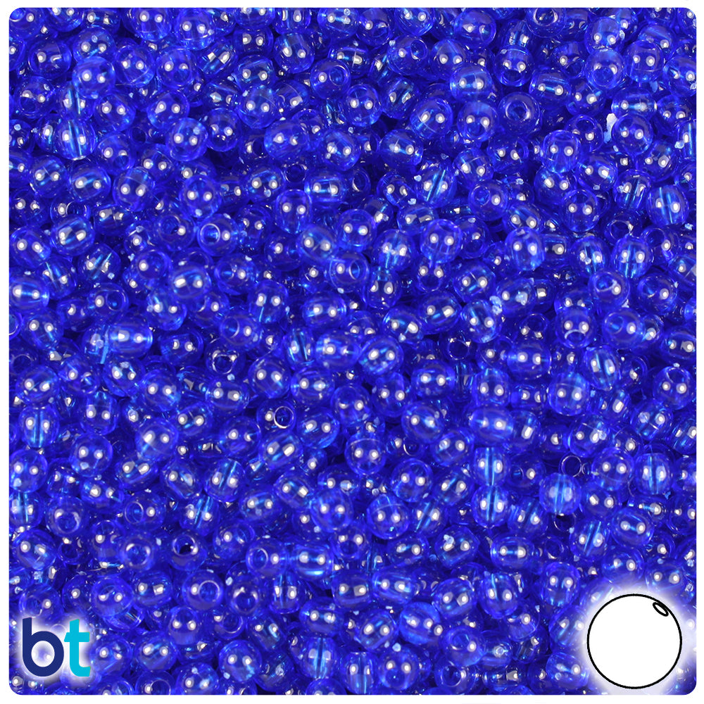 Midnight Transparent 4mm Round Plastic Beads (1000pcs)