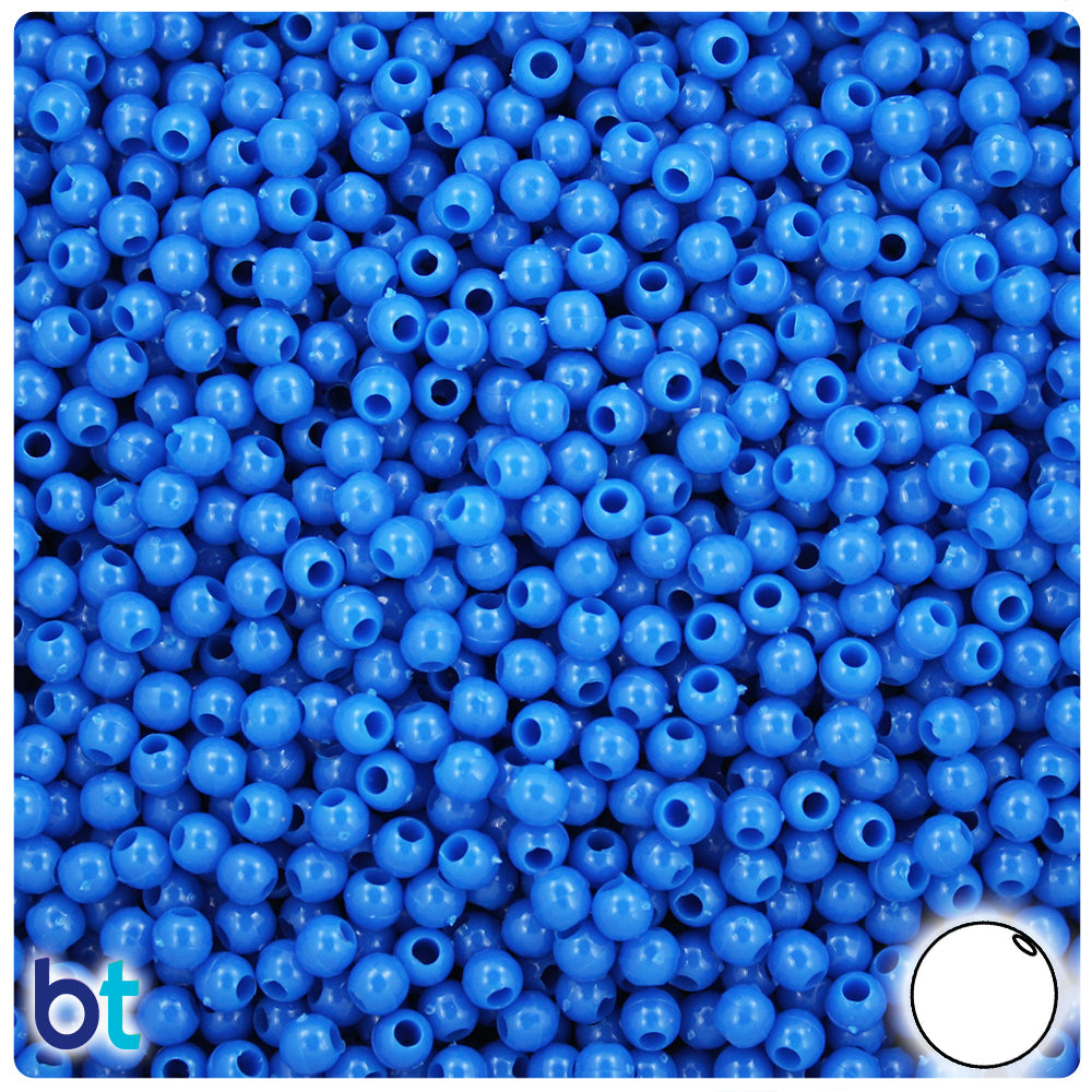 True Blue Neon Bright 4mm Round Plastic Beads (1000pcs)
