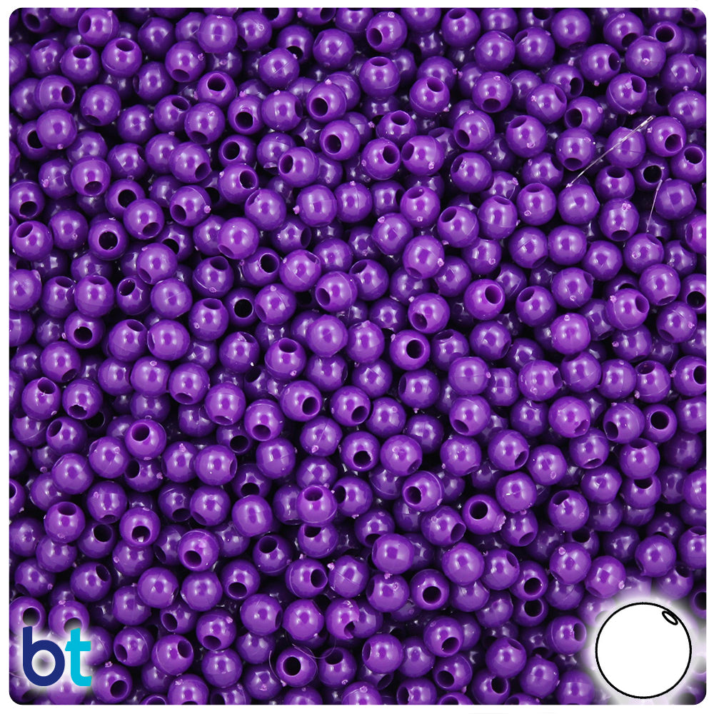 Plum Neon Bright 4mm Round Plastic Beads (1000pcs)