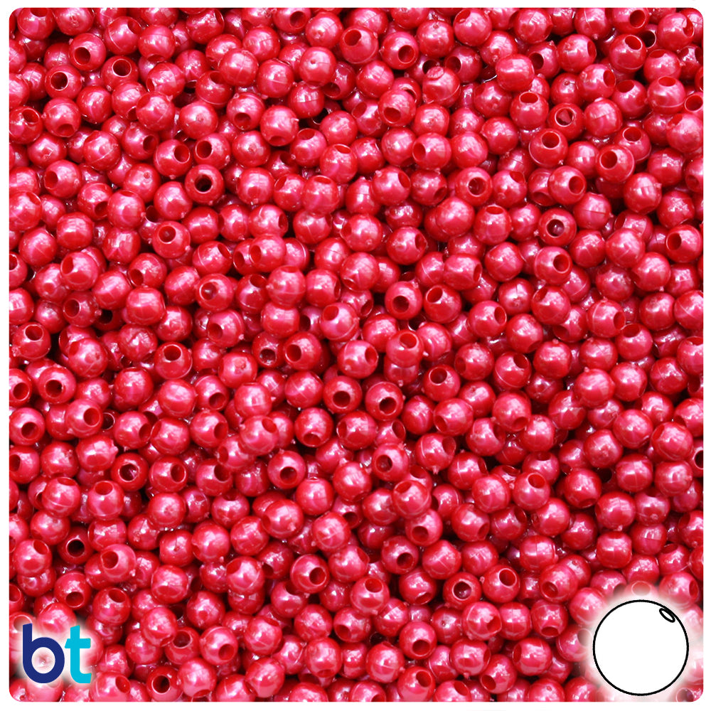 Red Pearl 4mm Round Plastic Beads (1000pcs)