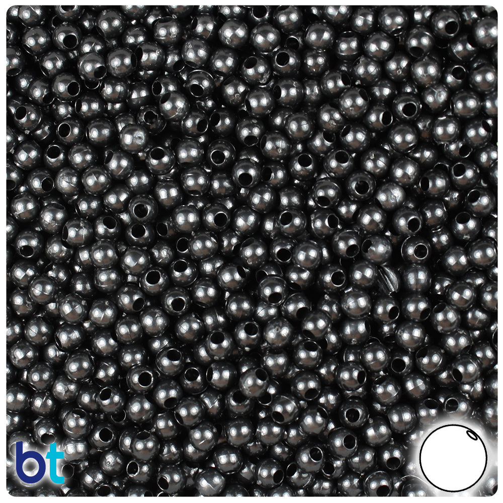 Black Pearl 4mm Round Plastic Beads (1000pcs)