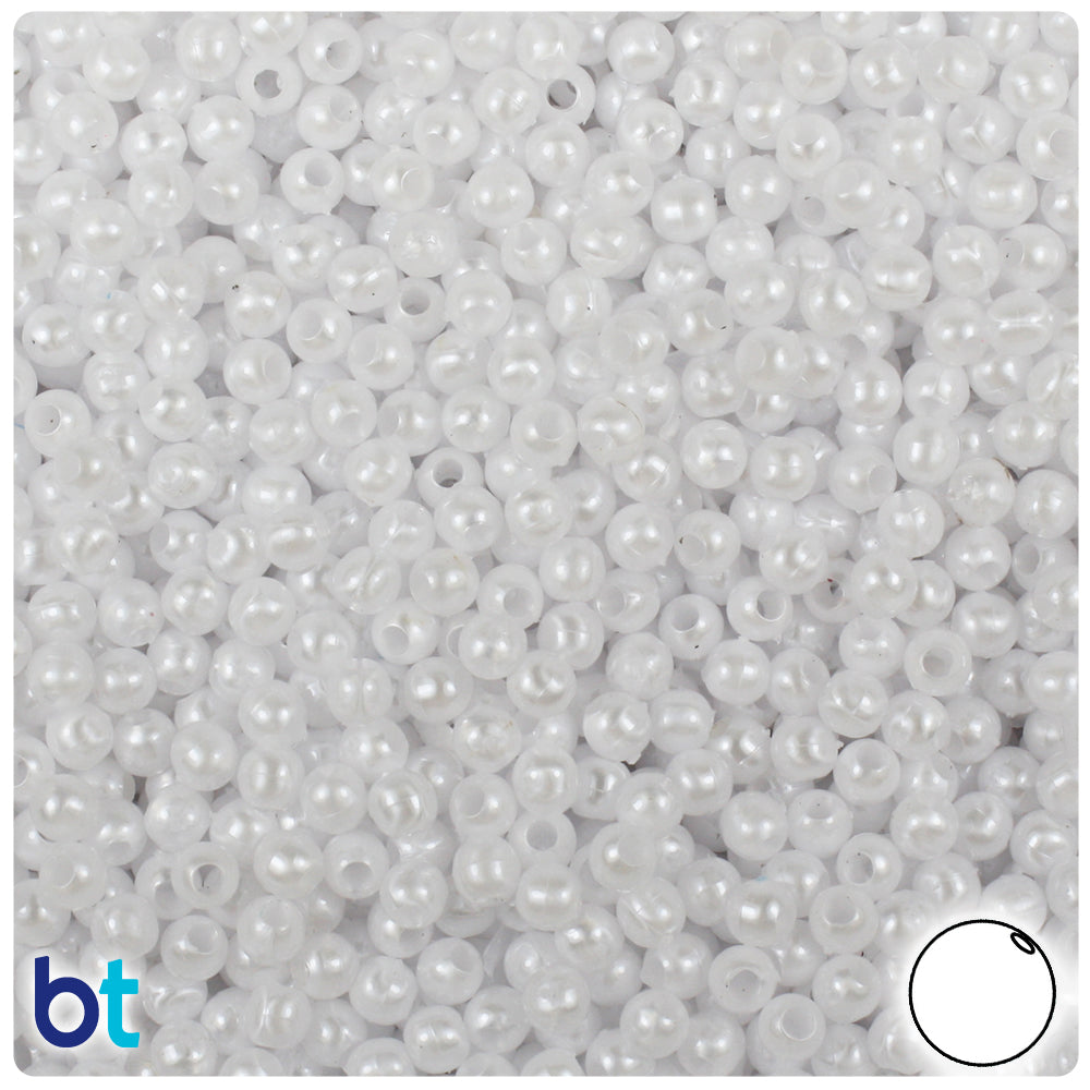 White Pearl 4mm Round Plastic Beads (1000pcs)