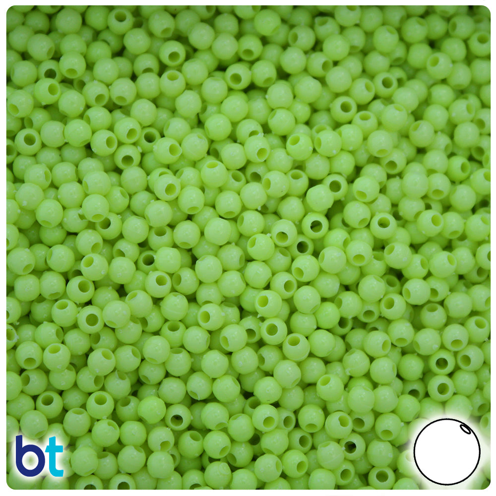 Chartreuse Green Opaque 4mm Round Plastic Beads (1000pcs)
