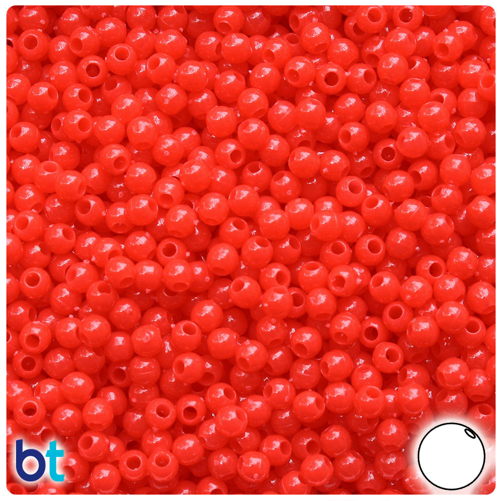 Bright Red Opaque 4mm Round Plastic Beads (1000pcs)