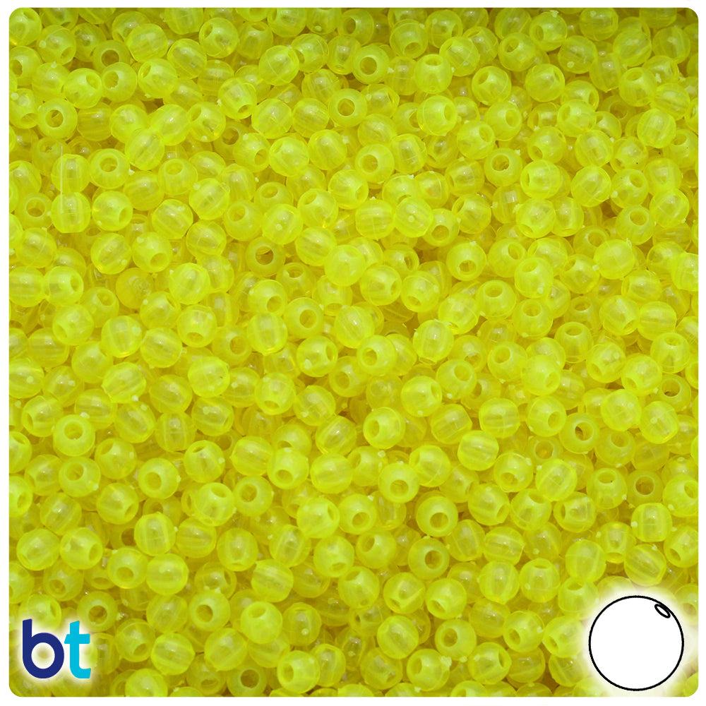 Lure Yellow Transparent 4mm Round Plastic Beads (1000pcs)