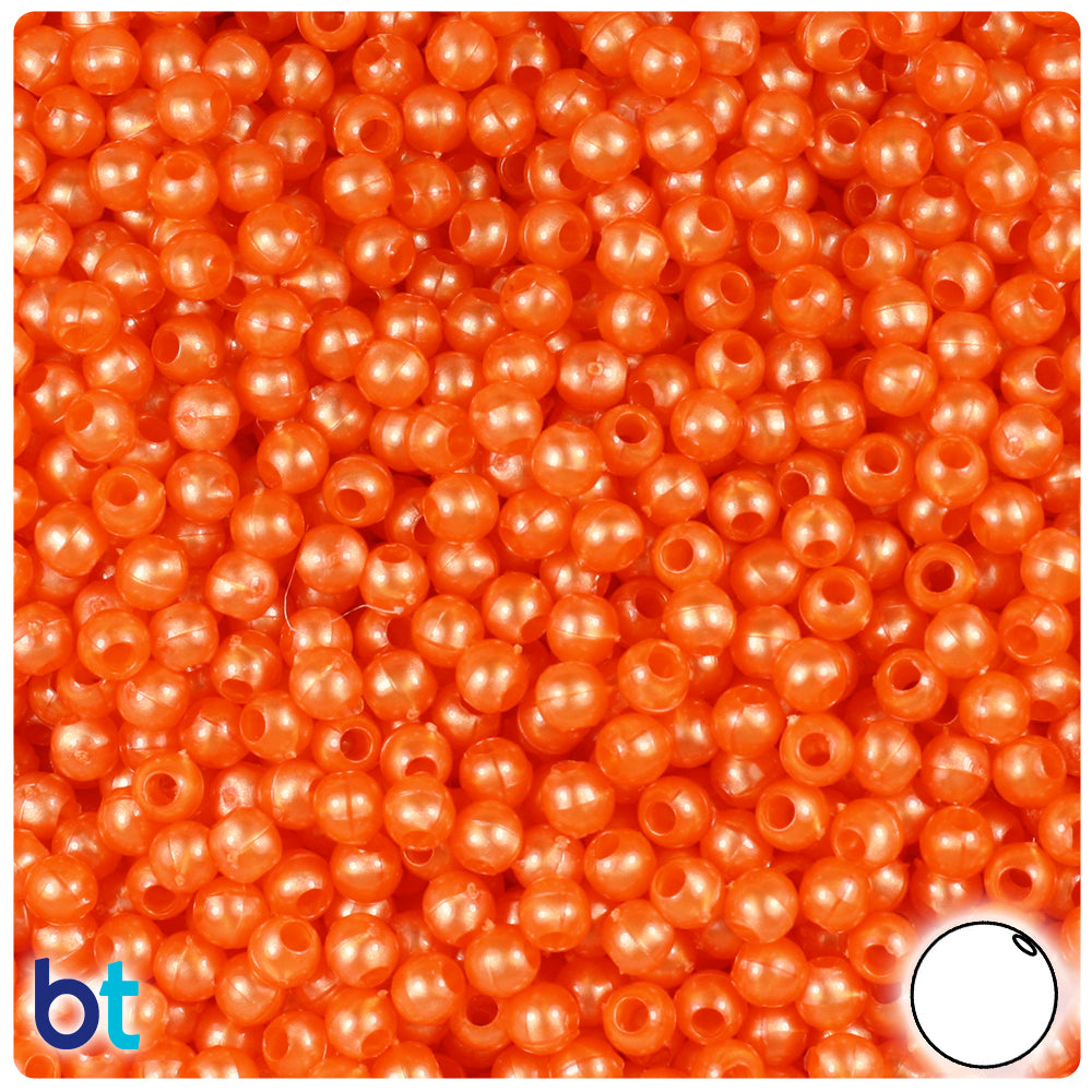 Orange Pearl 4mm Round Plastic Beads (1000pcs)
