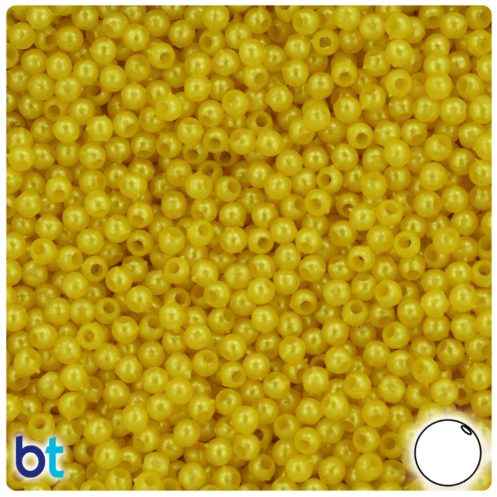 Yellow Pearl 4mm Round Plastic Beads (1000pcs)