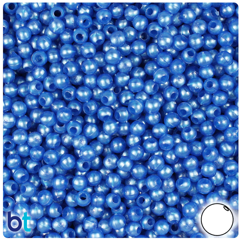 Dark Blue Pearl 4mm Round Plastic Beads (1000pcs)