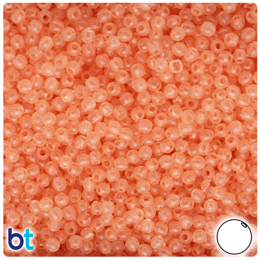 Orange Glow 4mm Round Plastic Beads (1000pcs)