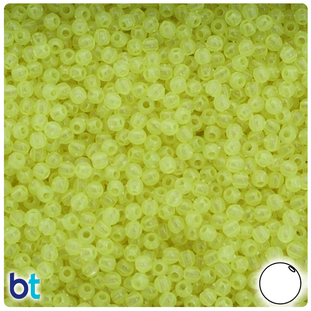 Yellow Glow 4mm Round Plastic Beads (1000pcs)