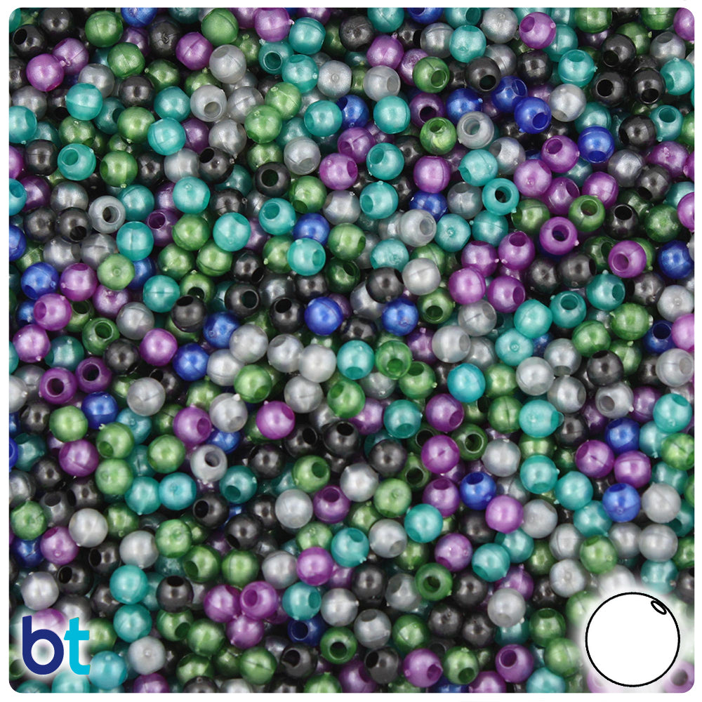 Cool Black Mix Pearl 4mm Round Plastic Beads (1000pcs)