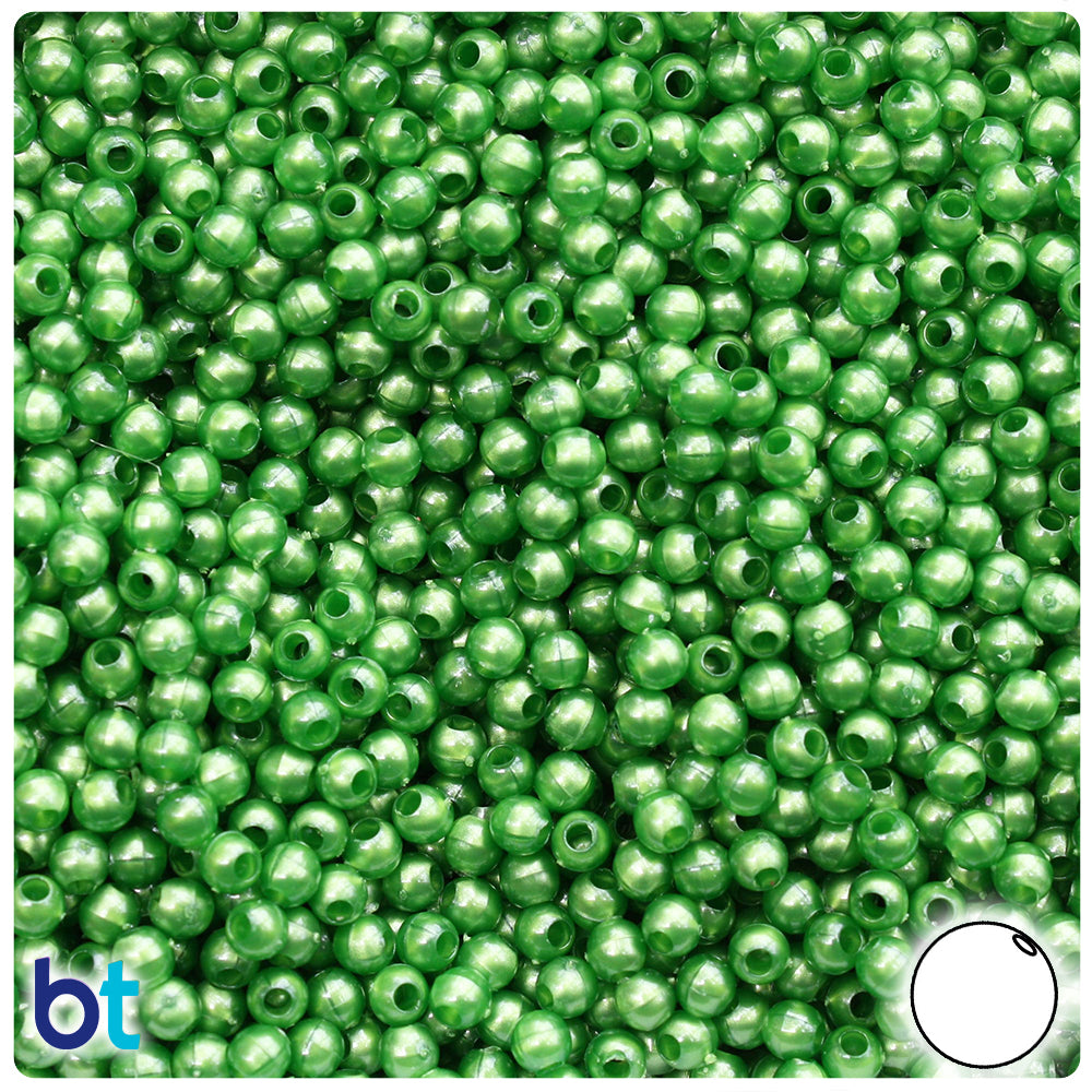 Dark Green Pearl 4mm Round Plastic Beads (1000pcs)