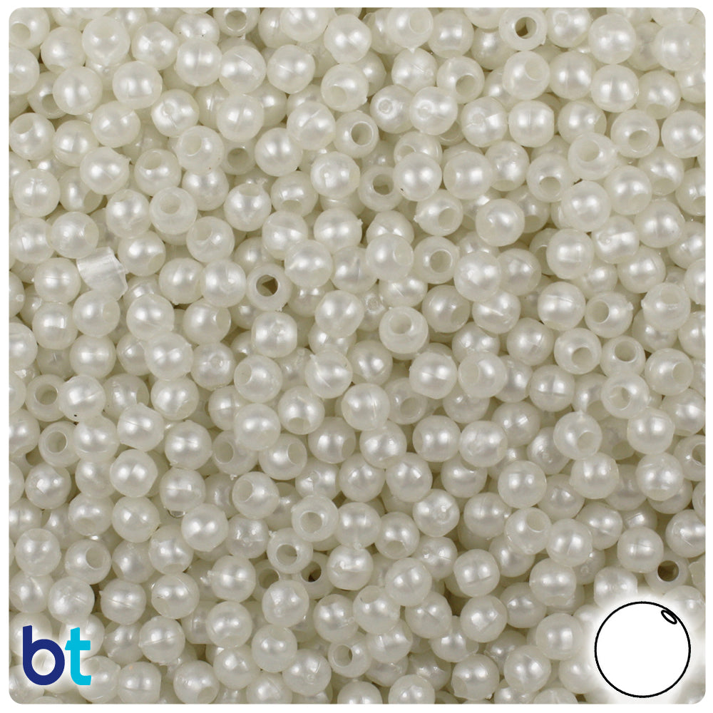 Bridal Pearl 4mm Round Plastic Beads (1000pcs)