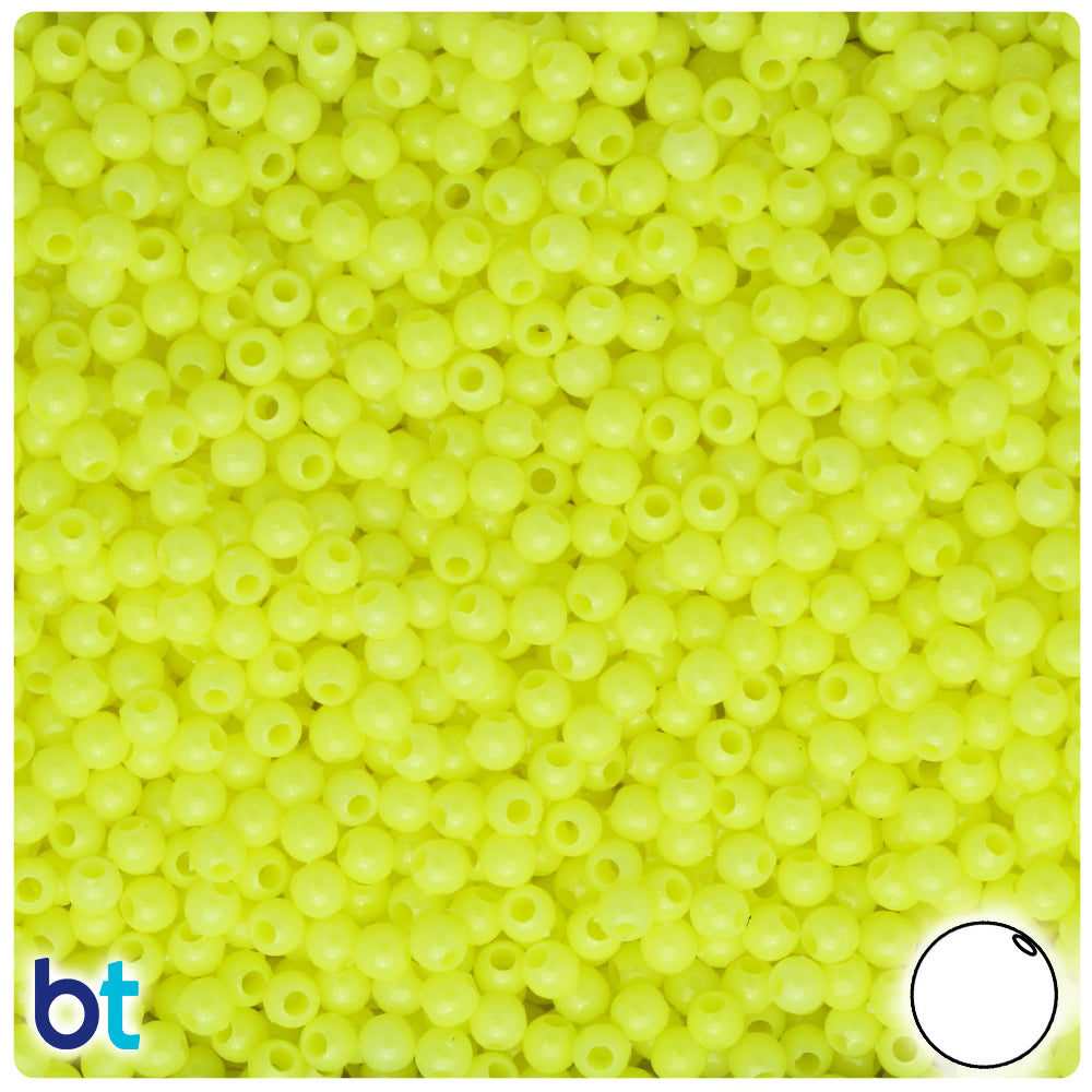 Chartreuse Opaque 4mm Round Plastic Beads (1000pcs)