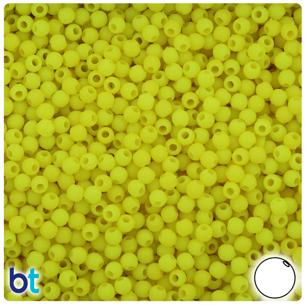 Chartreuse Matte 4mm Round Plastic Beads (1000pcs)