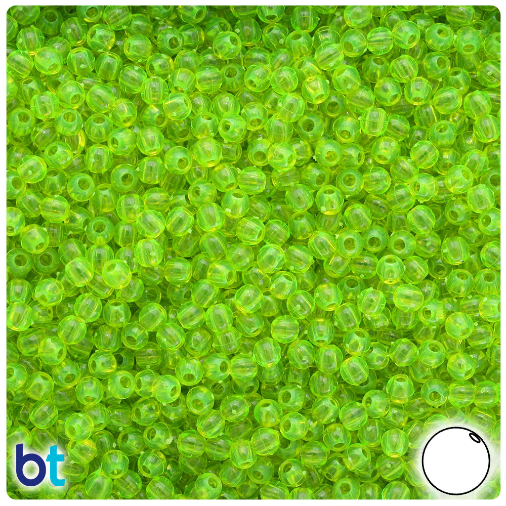 Lime Roe Transparent 4mm Round Plastic Beads (1000pcs)