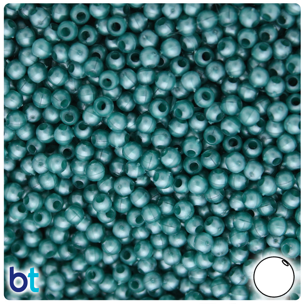 Teal Pearl 4mm Round Plastic Beads (1000pcs)