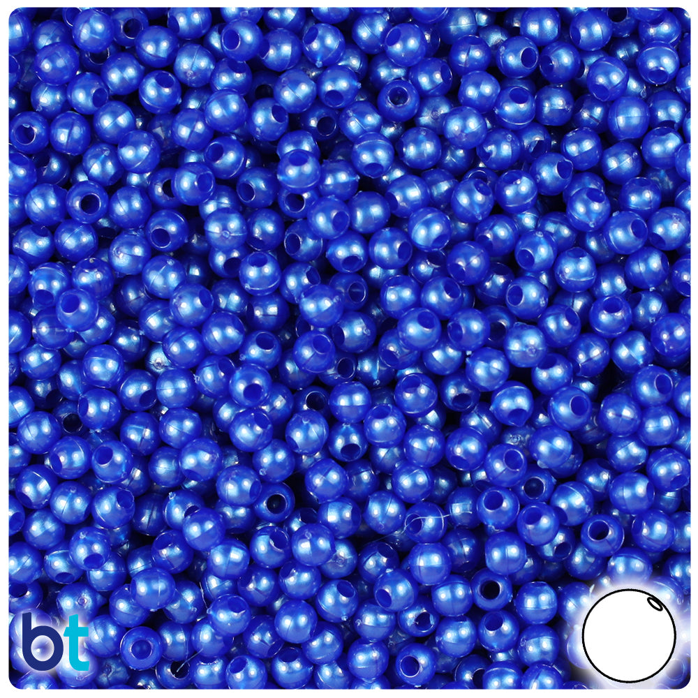 Cobalt Pearl 4mm Round Plastic Beads (1000pcs)