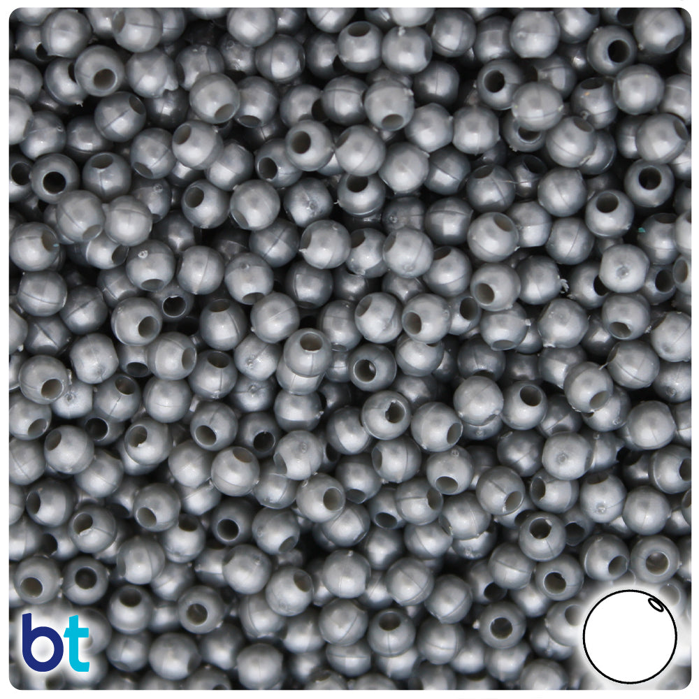 Grey Pearl 4mm Round Plastic Beads (1000pcs)