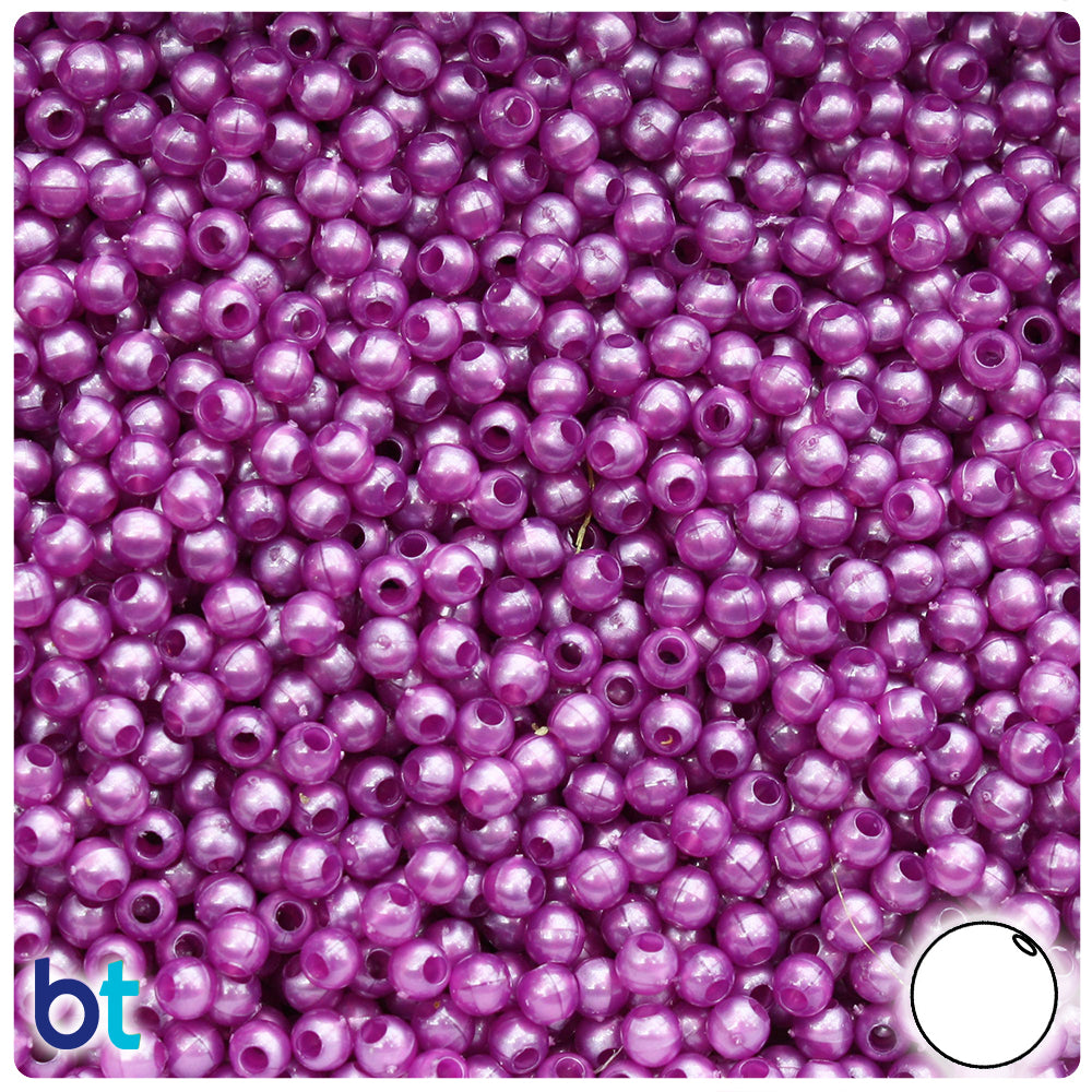Violet Pearl 4mm Round Plastic Beads (1000pcs)
