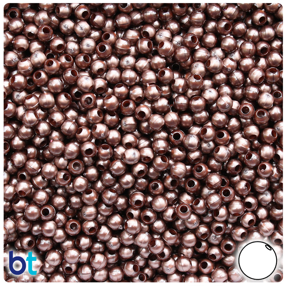 Bronze Pearl 4mm Round Plastic Beads (1000pcs)