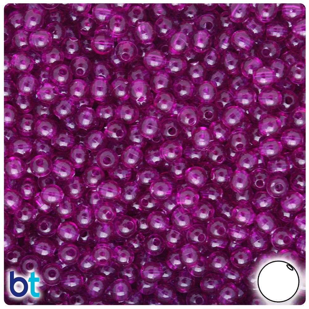 Dark Amethyst Transparent 5mm Round Plastic Beads (700pcs)