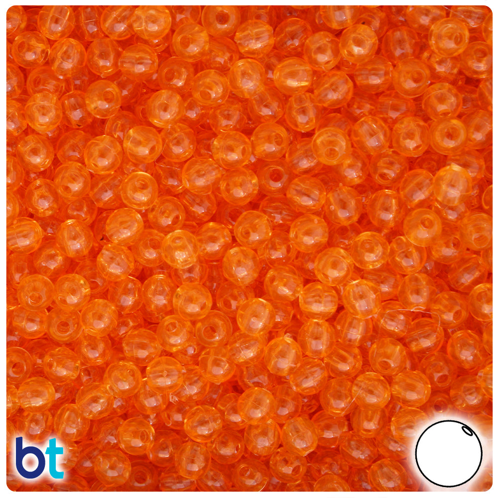Orange Transparent 5mm Round Plastic Beads (700pcs)