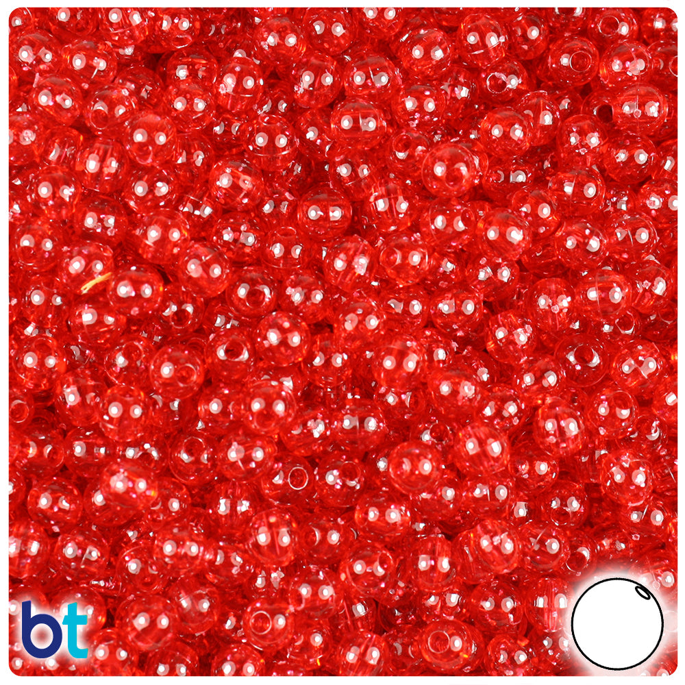 Ruby Sparkle 5mm Round Plastic Beads (700pcs)