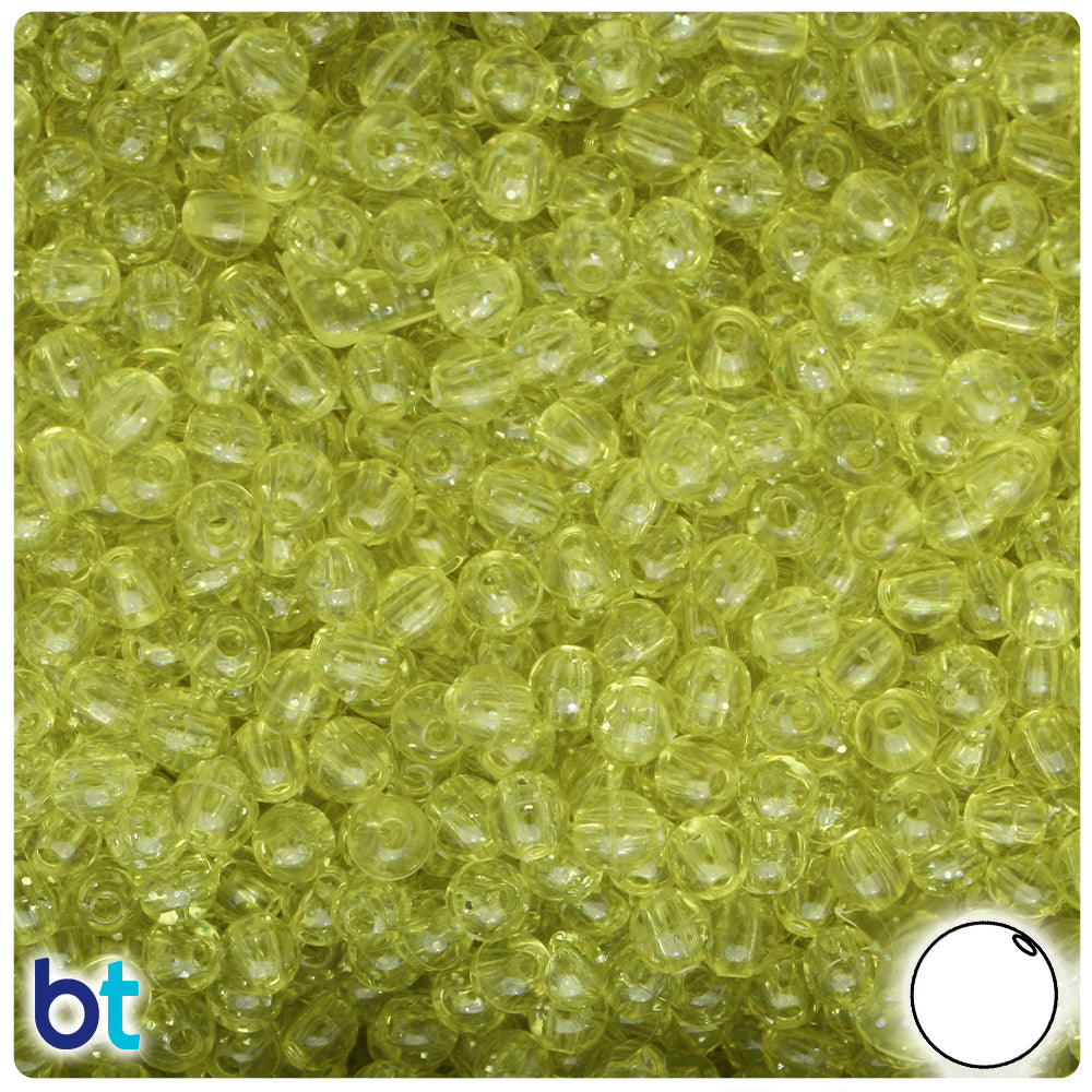 Yellow Transparent 5mm Round Plastic Beads (700pcs)